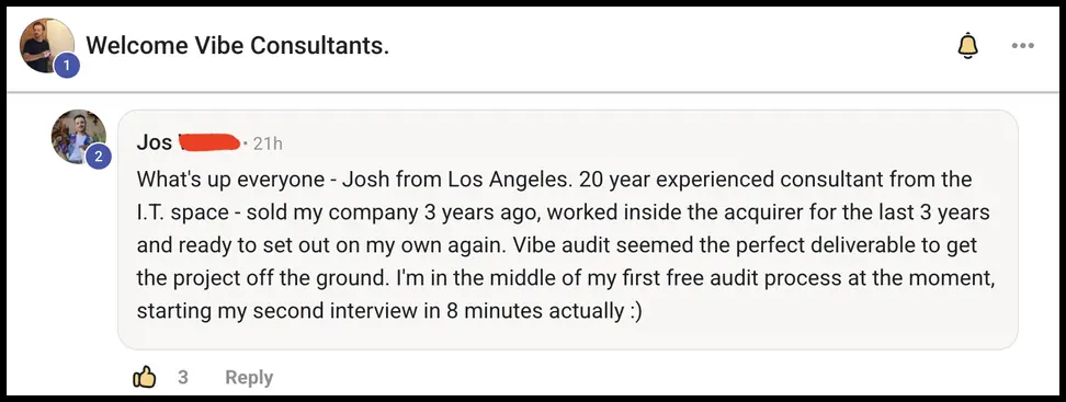 Vibe Consultant member post