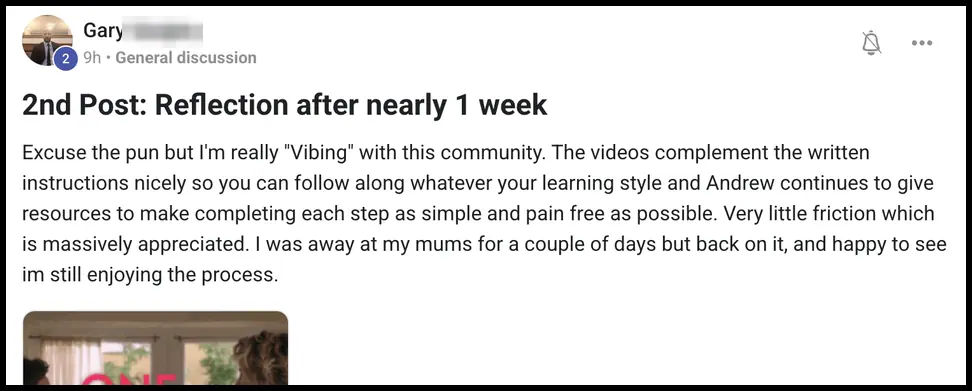 Gary Q. posting inside the community