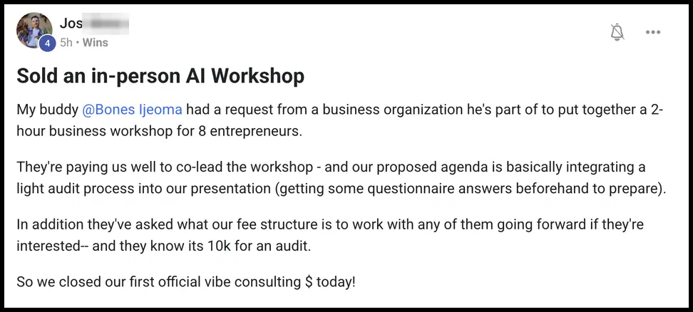 Vibe Consultant member post