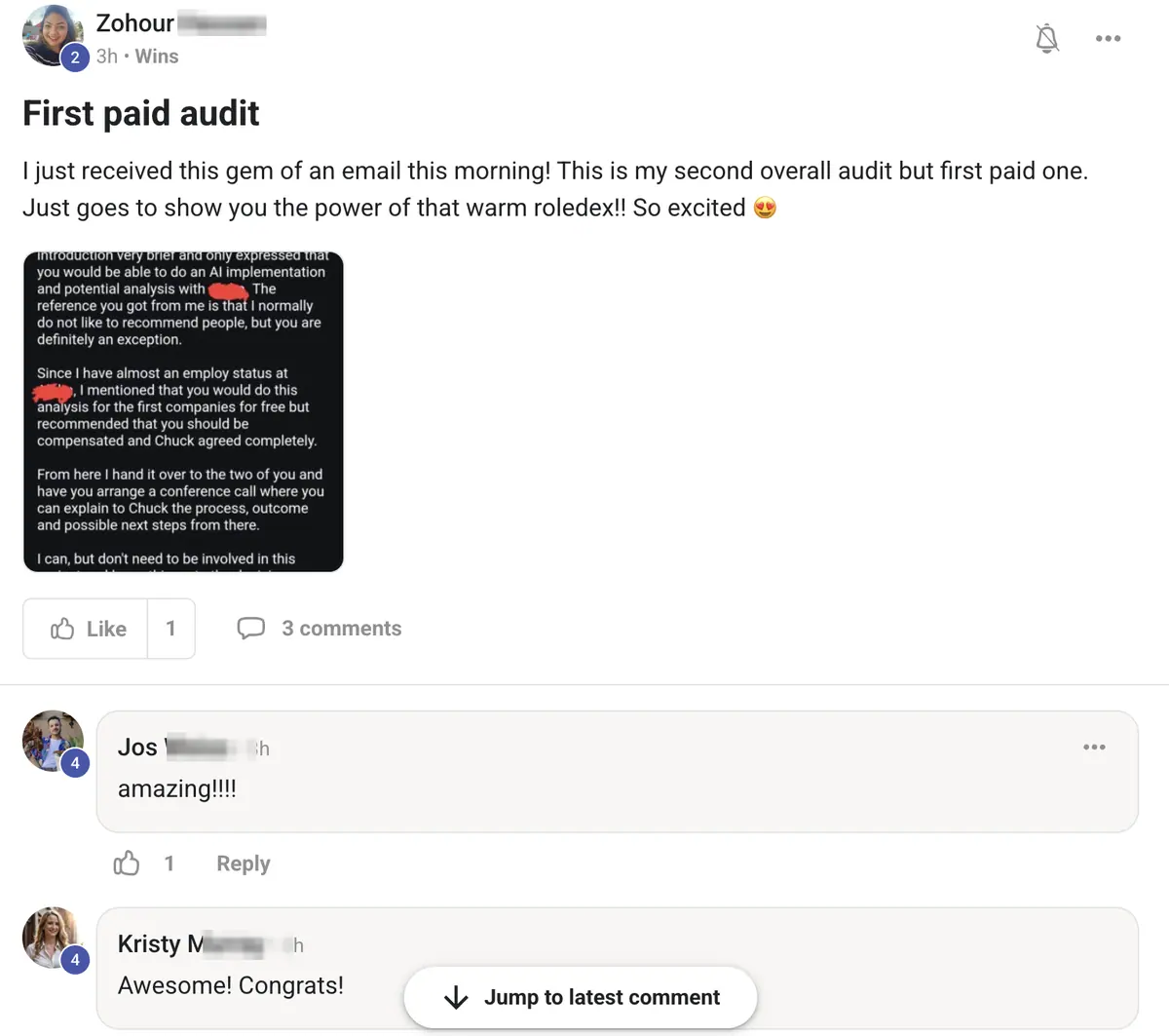 Vibe Consultant member post