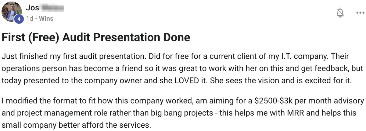 Vibe Consultant member post