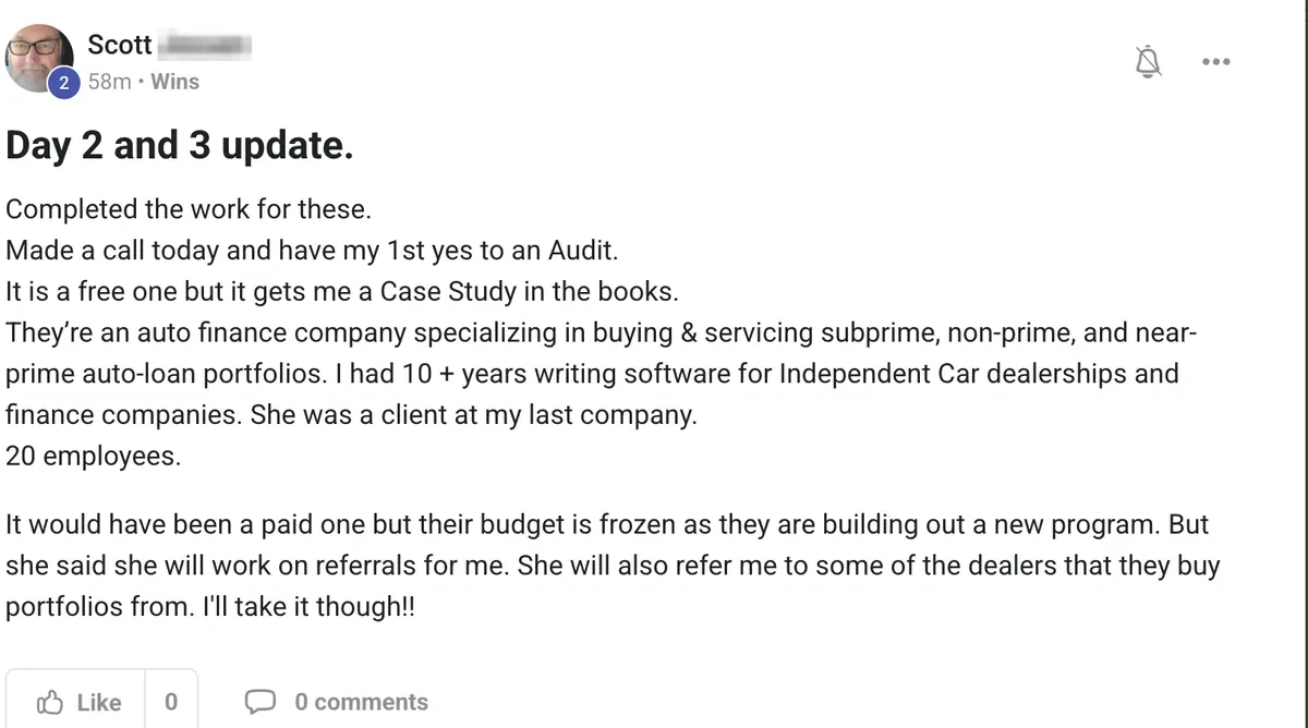 Vibe Consultant member post
