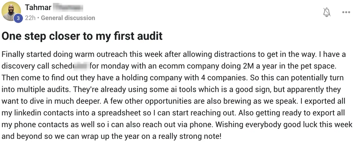 Vibe Consultant member post