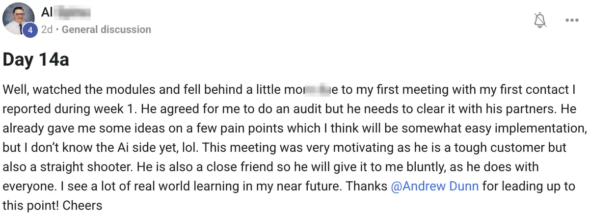 Vibe Consultant member post