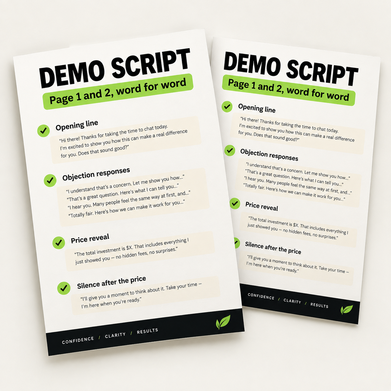 Demo script, page 1 and 2