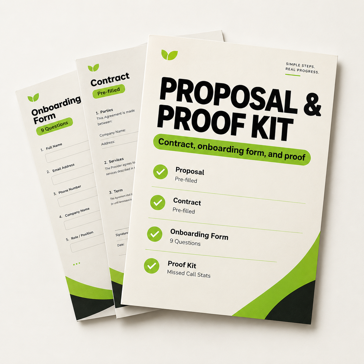 Proposal, contract, onboarding form