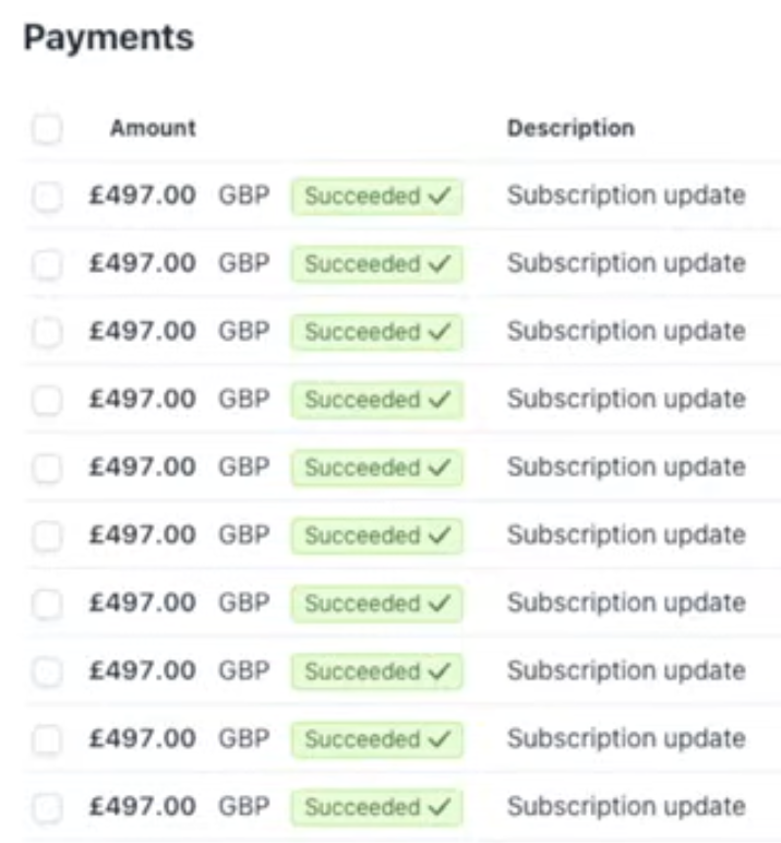Build team GBP payment examples supplied by Andrew